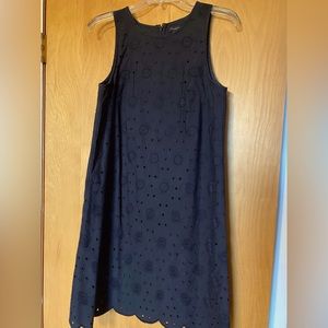 black cotton linen lined dress, beautiful detail, size 4